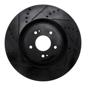 Mitsubishi Lancer Brake Rotor (1) - Front Left - R1 Concepts - Drilled & Slotted - Black - `08-`15